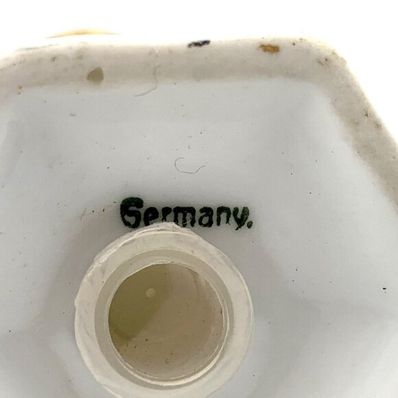 Germany Salt and Pepper Shakers Floral Hand Painted White Luster 1930 4.5" - Picture 8 of 9